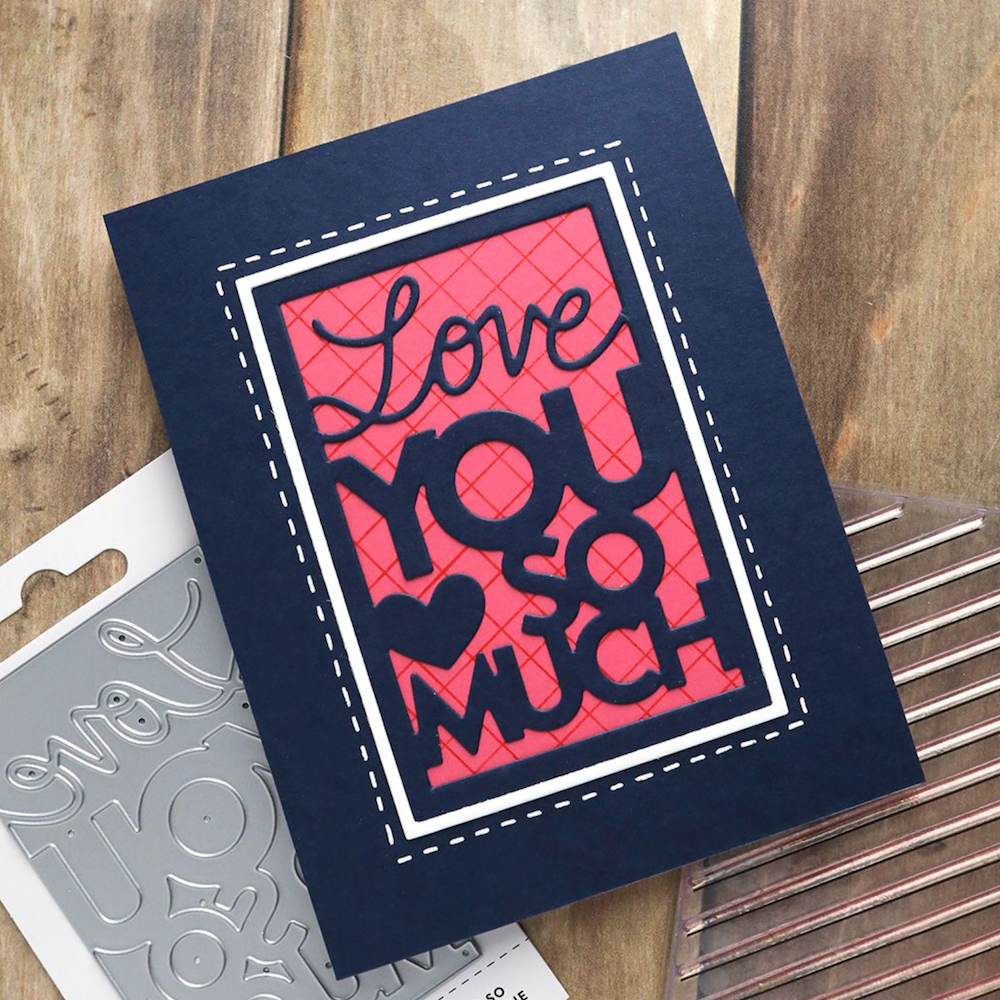 Concord & 9th Kristina Werner Love You So Much Block Die Set kw1070 heart stitch