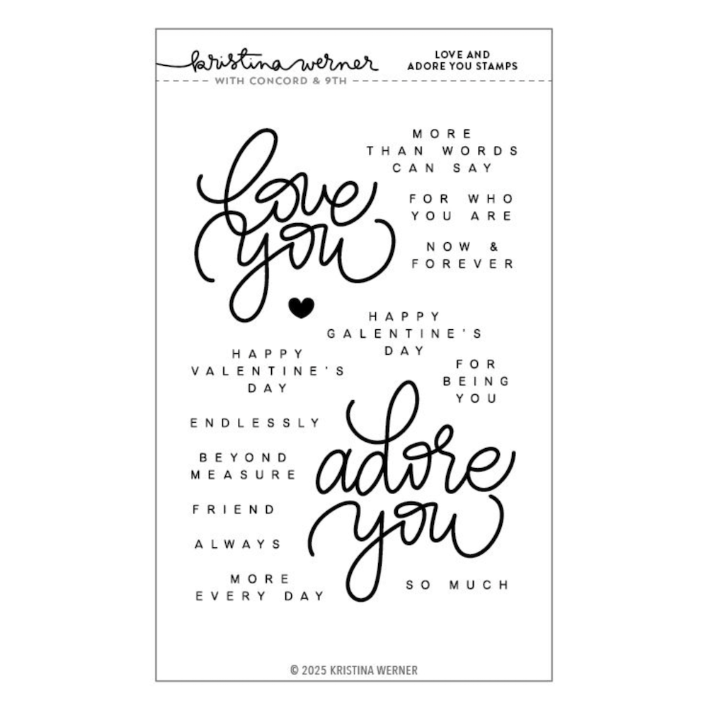 Concord & 9th Kristina Werner Love and Adore You Clear Stamp Set kw1240