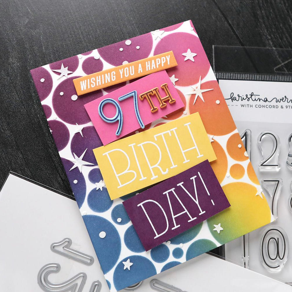 Concord & 9th Kristina Werner Lucky Numbers Clear Stamp Set kw1258 birthday