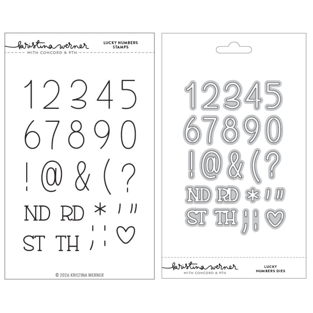Concord & 9th Kristina Werner Lucky Numbers Stamp and Die Bundle