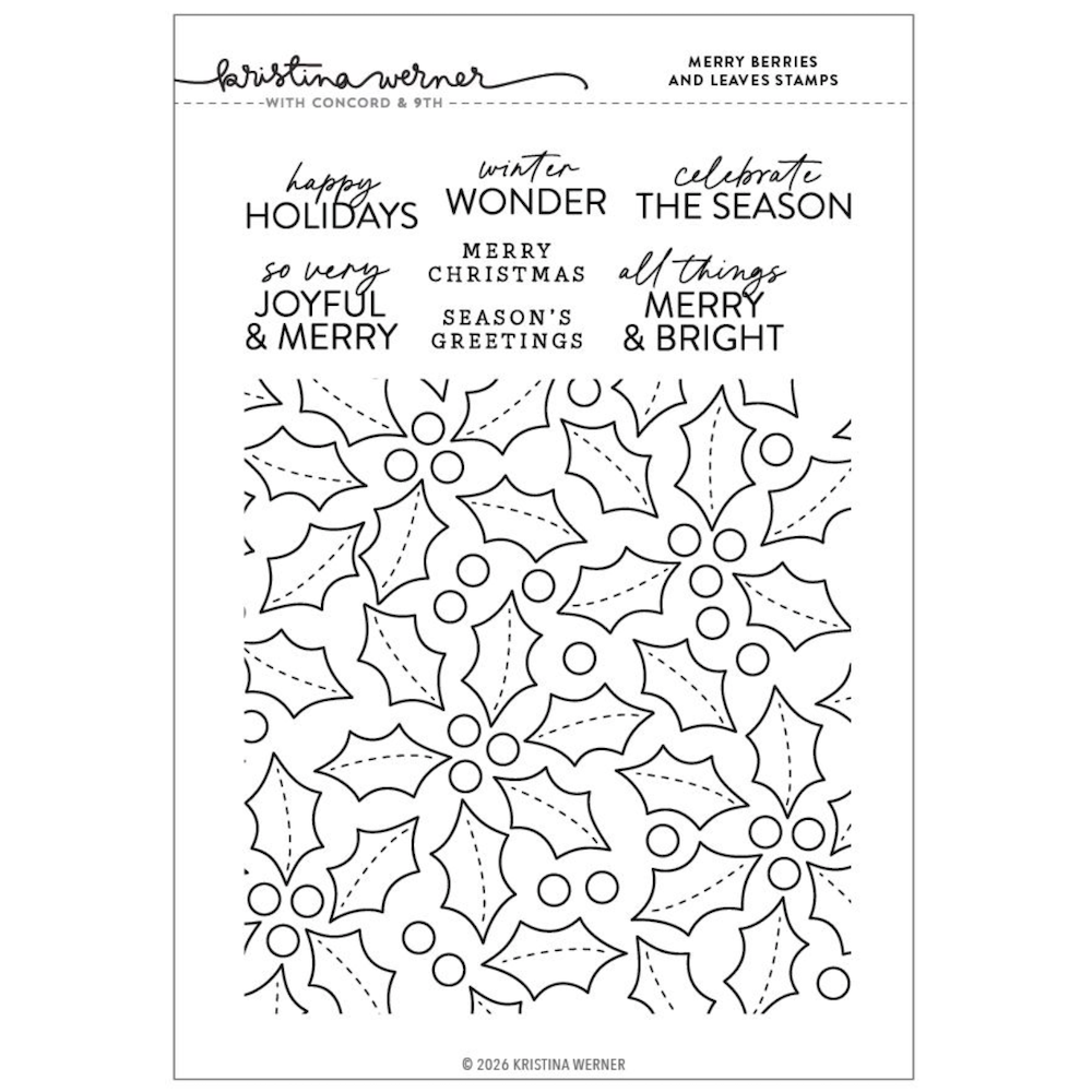 Concord & 9th Kristina Werner Merry Berries and Leaves Clear Stamp Set kw1371