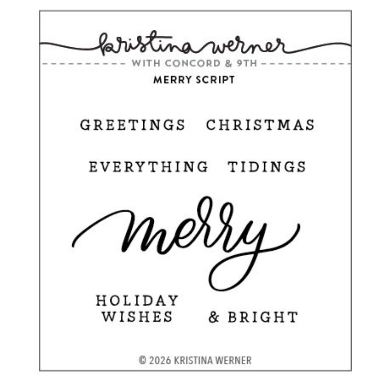 Concord & 9th Kristina Werner Merry Script Clear Stamp Set kw1375