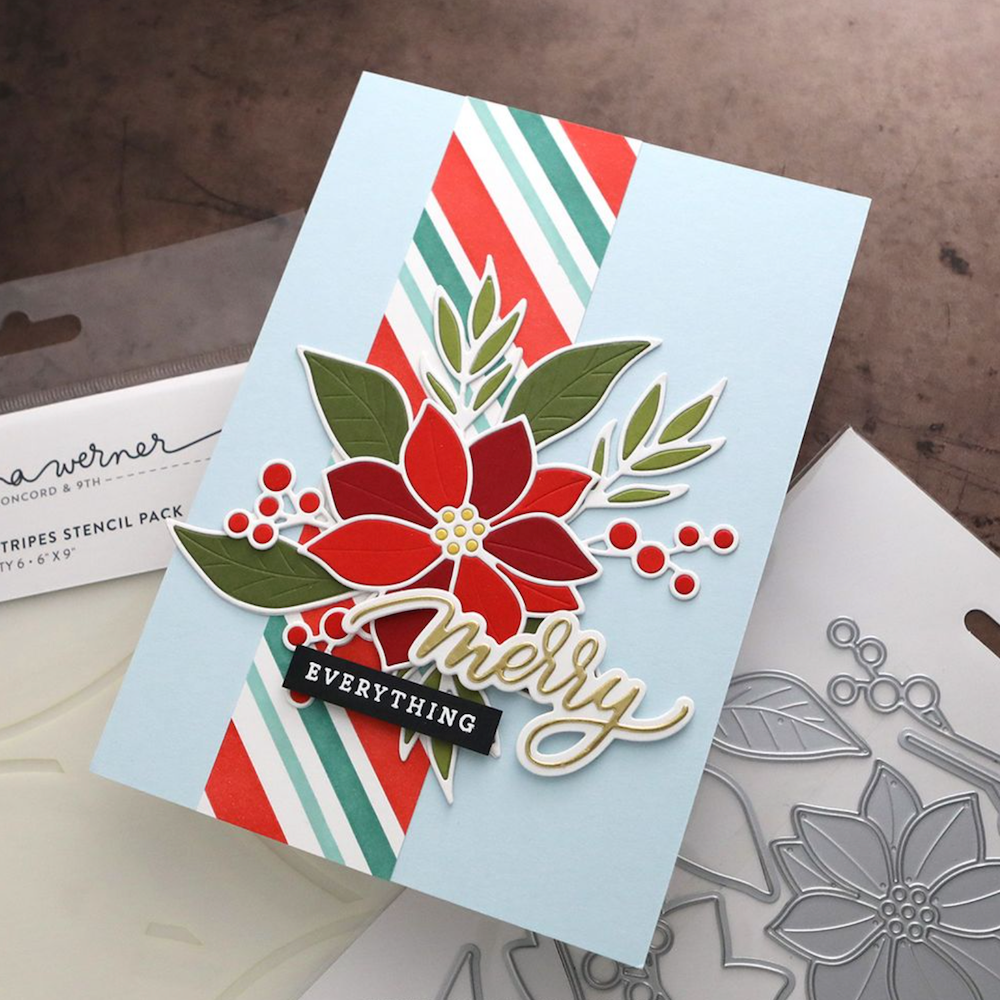 Concord & 9th Kristina Werner Merry Script Die Set kw1374 poinsettia