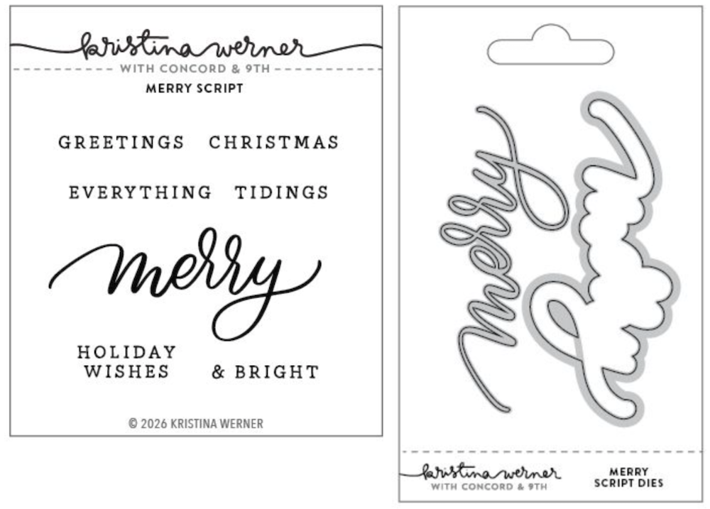 Concord & 9th Kristina Werner Merry Script Stamps and Dies Bundle