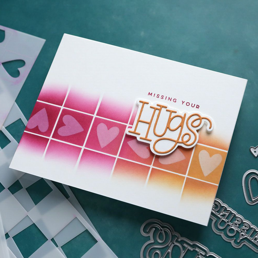 Concord & 9th Kristina Werner Missing Your Hugs Clear Stamp Set kw1092 heart