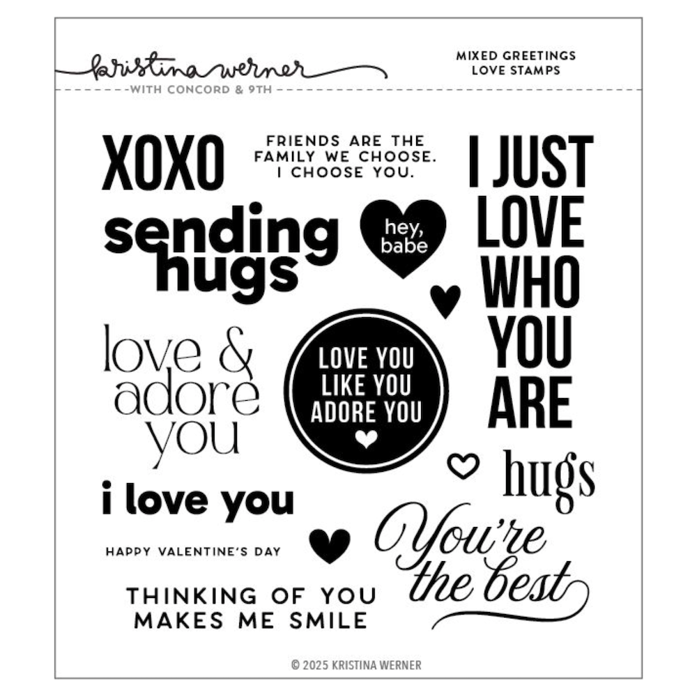 Concord & 9th Kristina Werner Mixed Greetings Love Clear Stamp Set kw1074