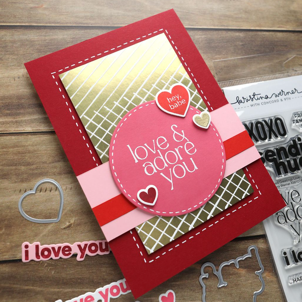 Concord & 9th Kristina Werner Mixed Greetings Love Clear Stamp Set kw1074 adore