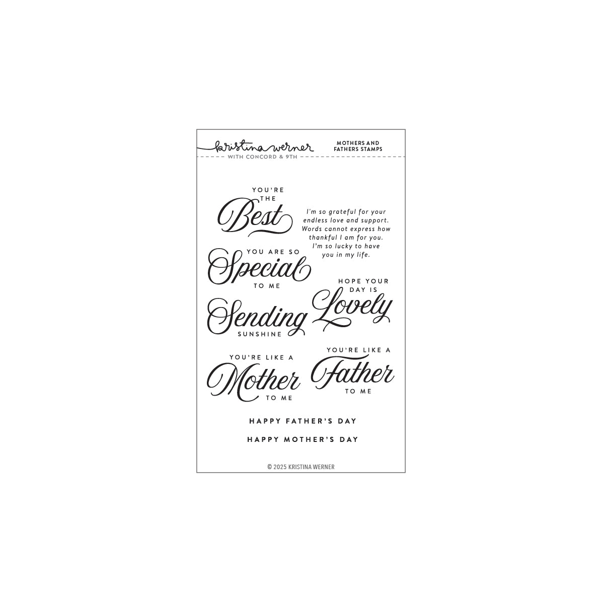Concord & 9th Kristina Werner Mothers and Fathers Clear Stamp Set kw1116