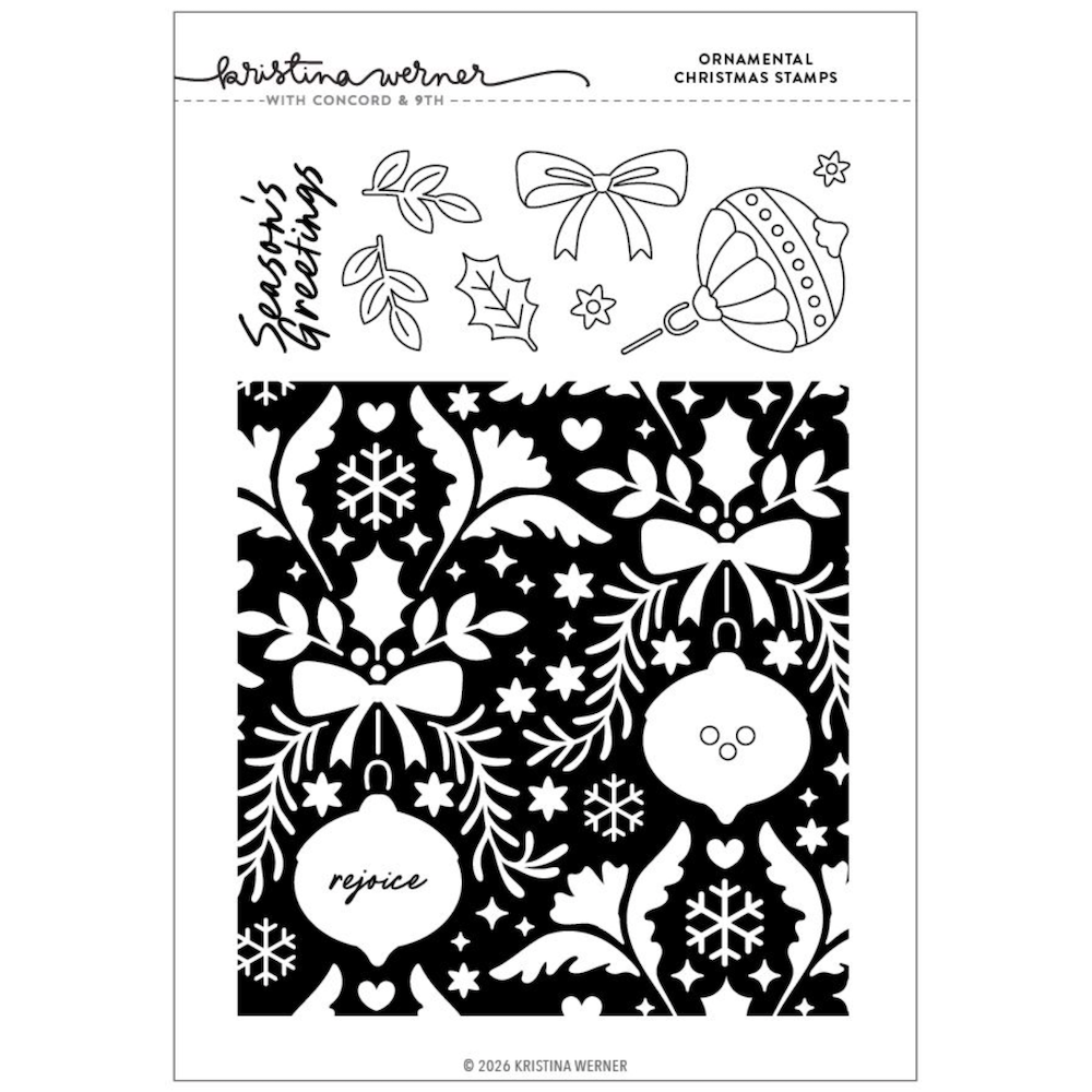 Concord & 9th Kristina Werner Ornamental Christmas Clear Stamp Set kw1351