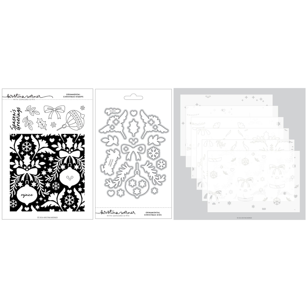 Concord & 9th Kristina Werner Ornamental Christmas Stamps Dies and Stencil Bundle
