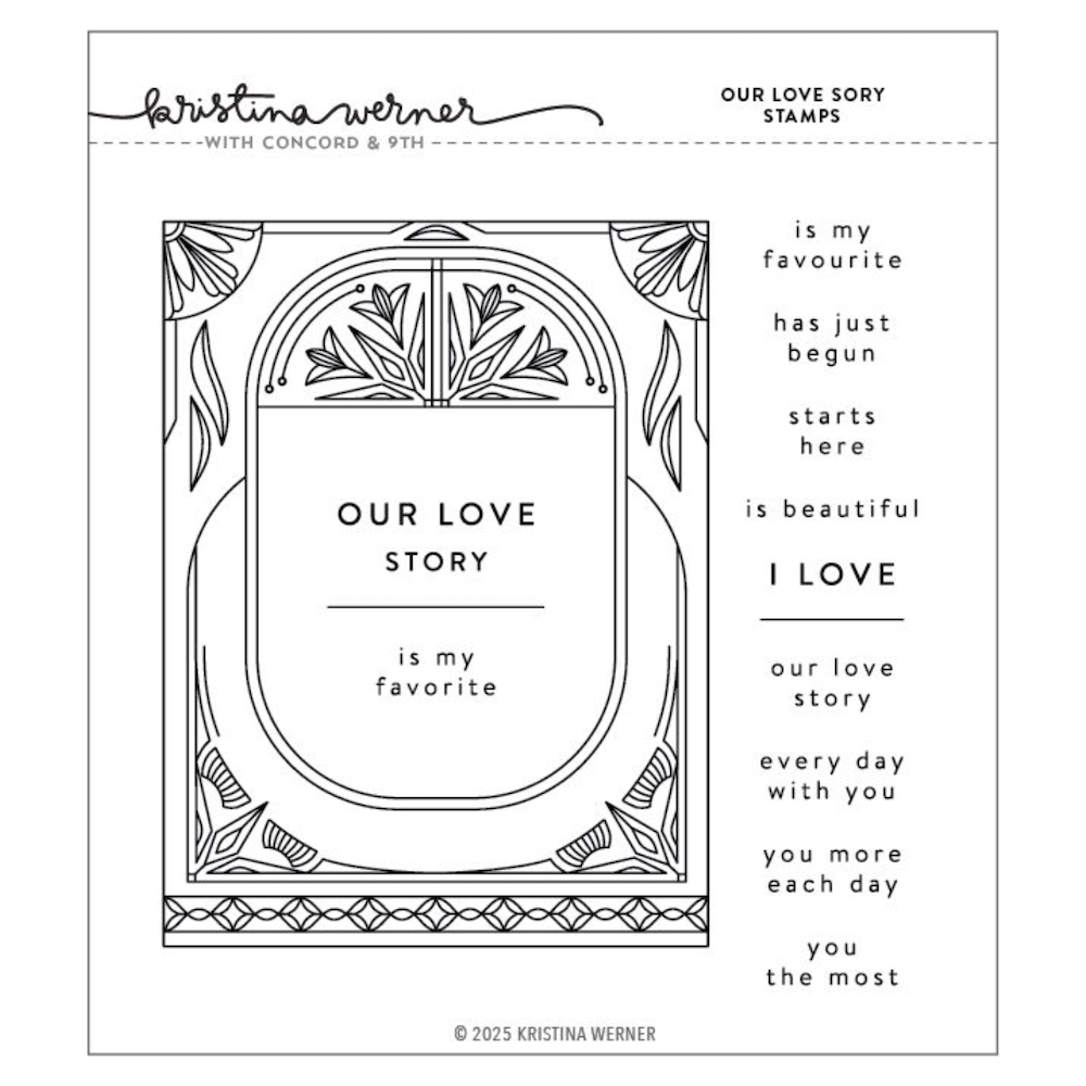 Concord & 9th Kristina Werner Our Love Story Clear Stamp Set kw1071