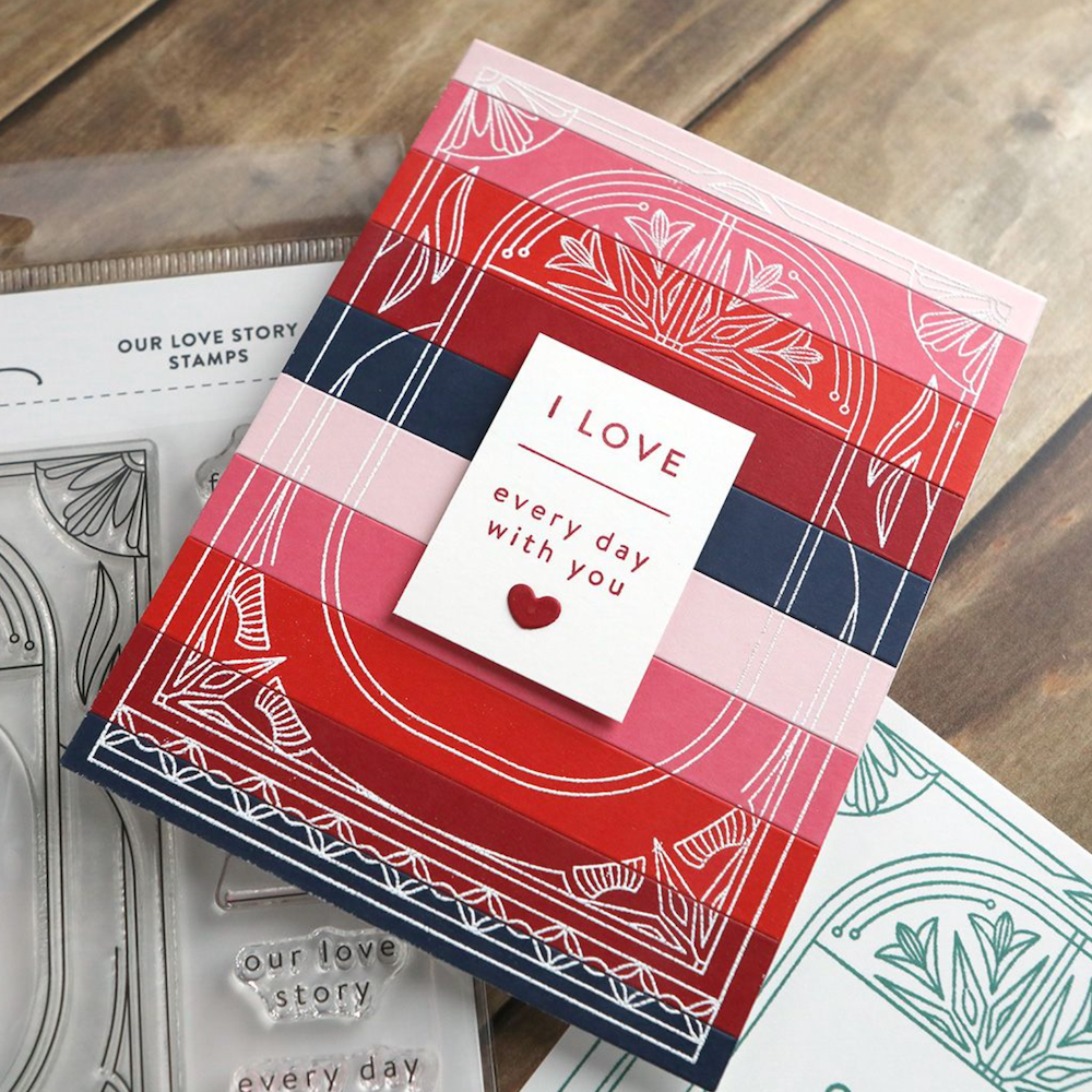 Concord & 9th Kristina Werner Our Love Story Clear Stamp Set kw1071 stripe