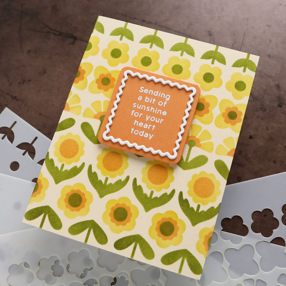 Concord & 9th Kristina Werner Petal Pop Greetings Clear Stamp Set kw1320 yellow flowers