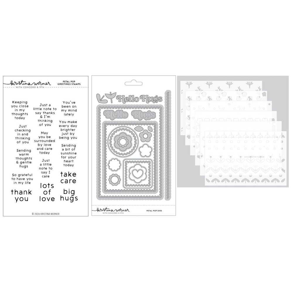 Concord & 9th Kristina Werner Petal Pop Stamps Dies and Stencils Bundle