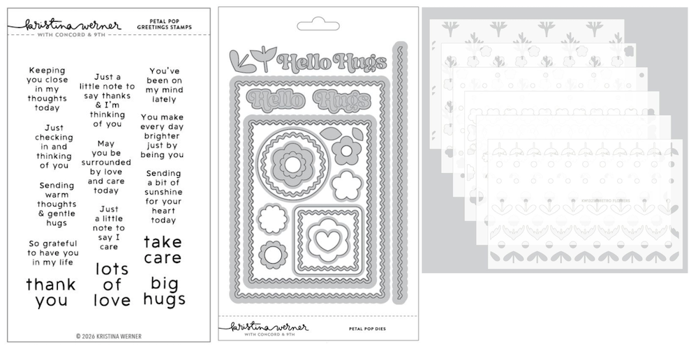 Concord & 9th Kristina Werner Petal Pop Stamps Dies and Stencils Bundle