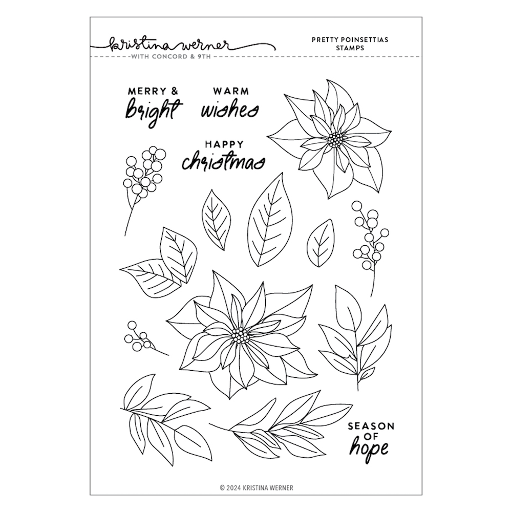 Concord & 9th Kristina Werner Pretty Poinsettias Clear Stamp Set kw1021