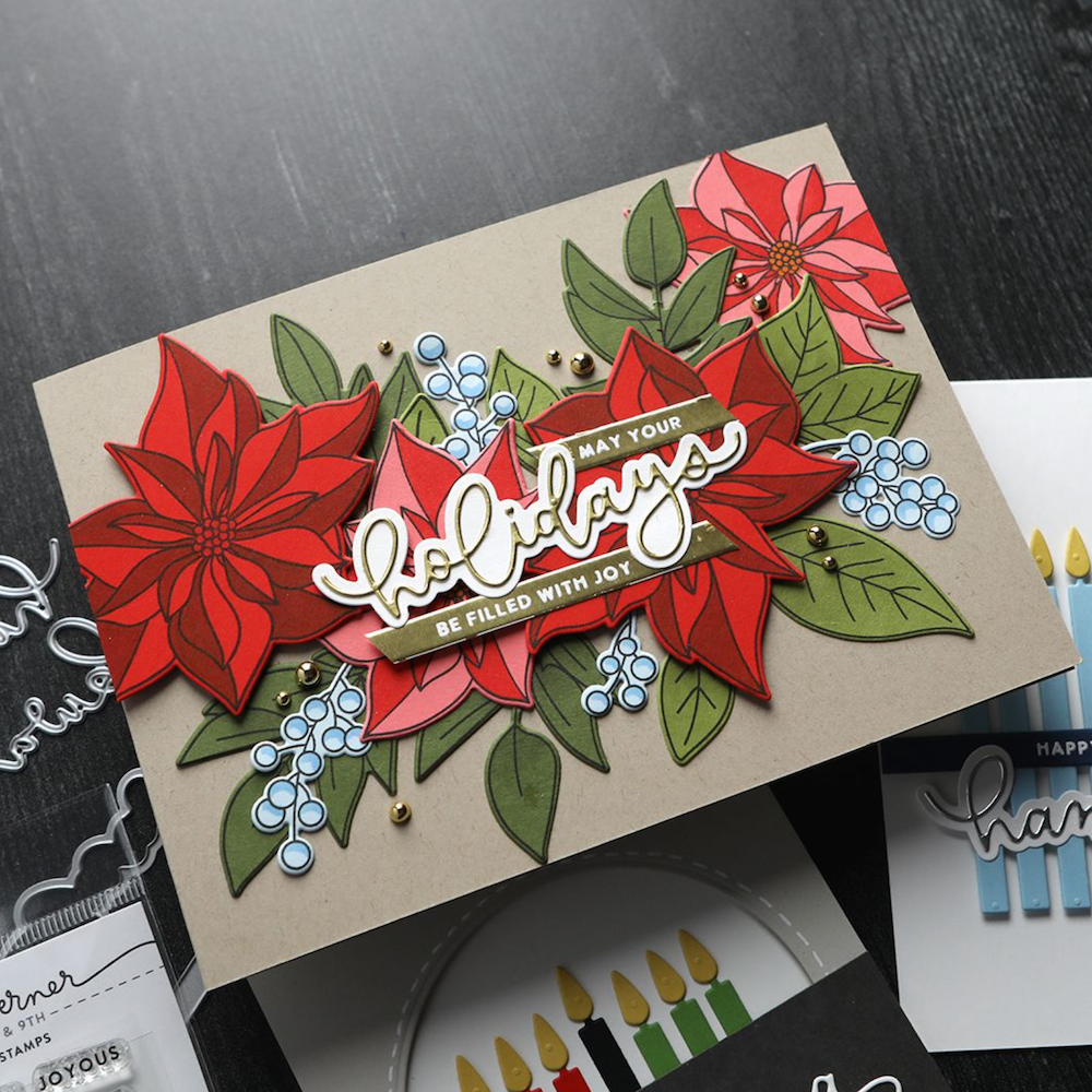 Concord & 9th Kristina Werner Pretty Poinsettias Clear Stamp Set kw1021 holidays