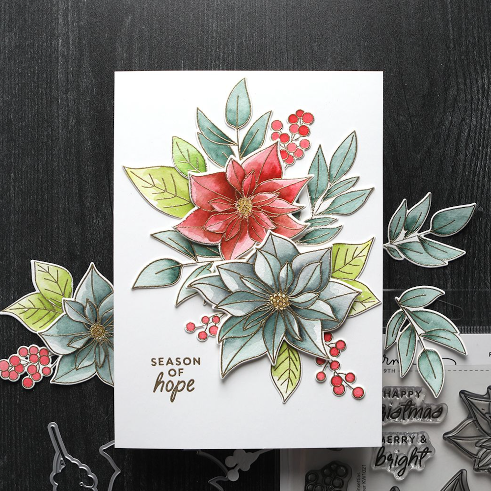 Concord & 9th Kristina Werner Pretty Poinsettias Clear Stamp Set kw1021 hope
