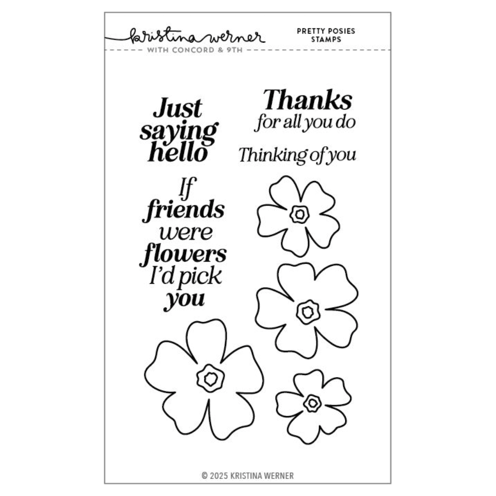Concord & 9th Kristina Werner Pretty Posies Clear Stamp Set kw1097
