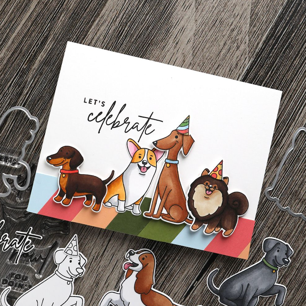 Concord & 9th Kristina Werner Puppy Paw-ty Clear Stamp Set kw1034