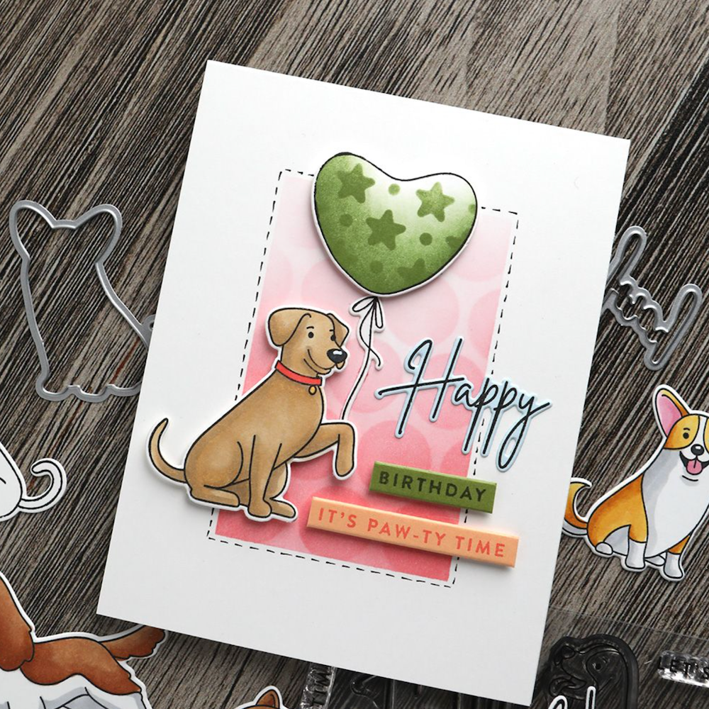 Concord & 9th Kristina Werner Puppy Paw-ty Clear Stamp Set kw1034 happy