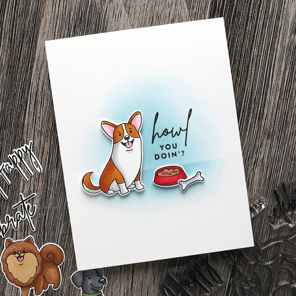 Concord & 9th Kristina Werner Puppy Paw-ty Clear Stamp Set kw1034 howl