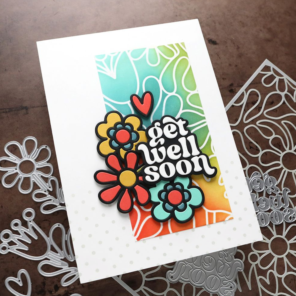 Concord & 9th Kristina Werner Retro Flowers Die Set kw1323 get well soon
