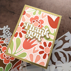 Concord & 9th Kristina Werner Retro Flowers Die Set kw1323 thank you pink