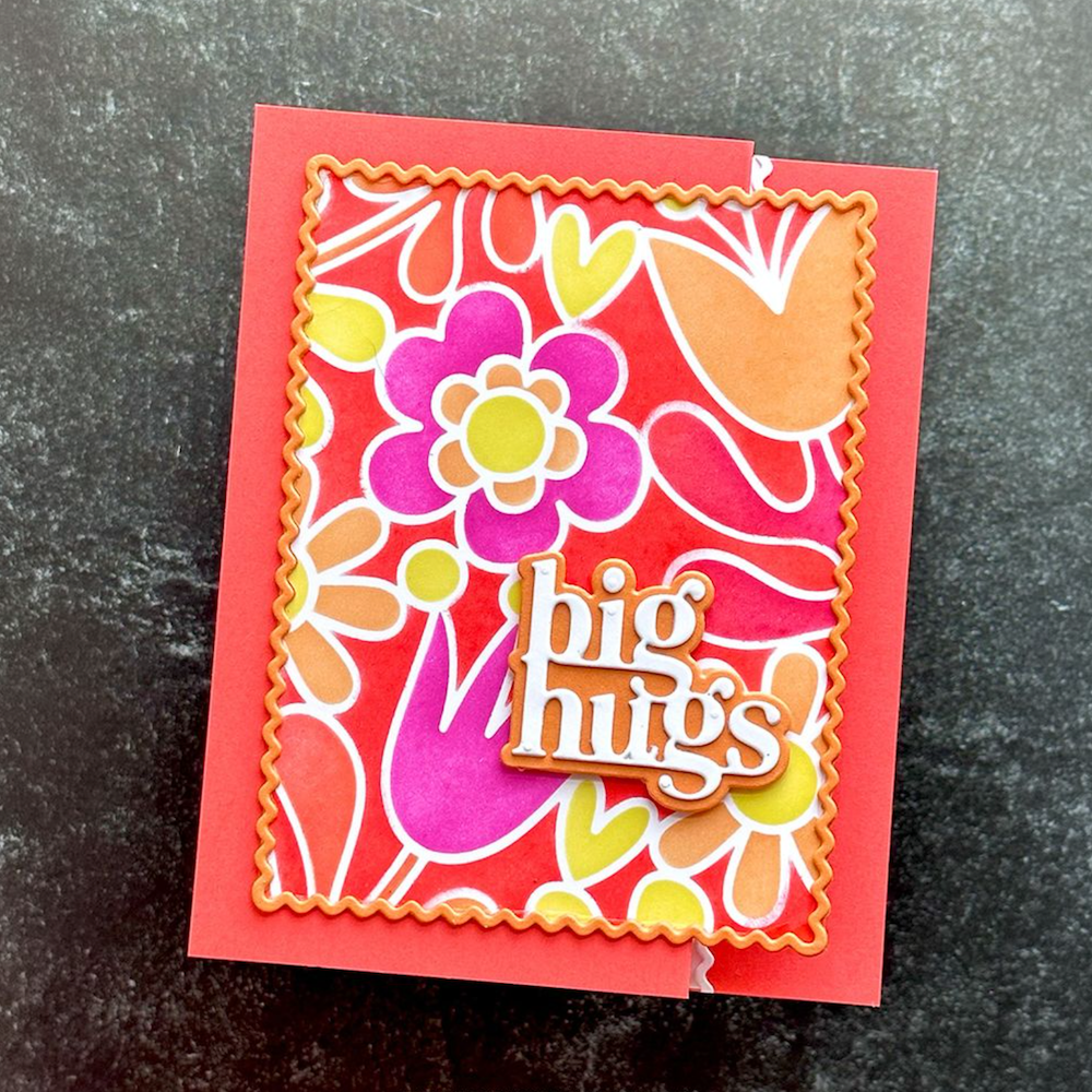 Concord & 9th Kristina Werner Retro Flowers Stencil Set kw1325 big hugs pink