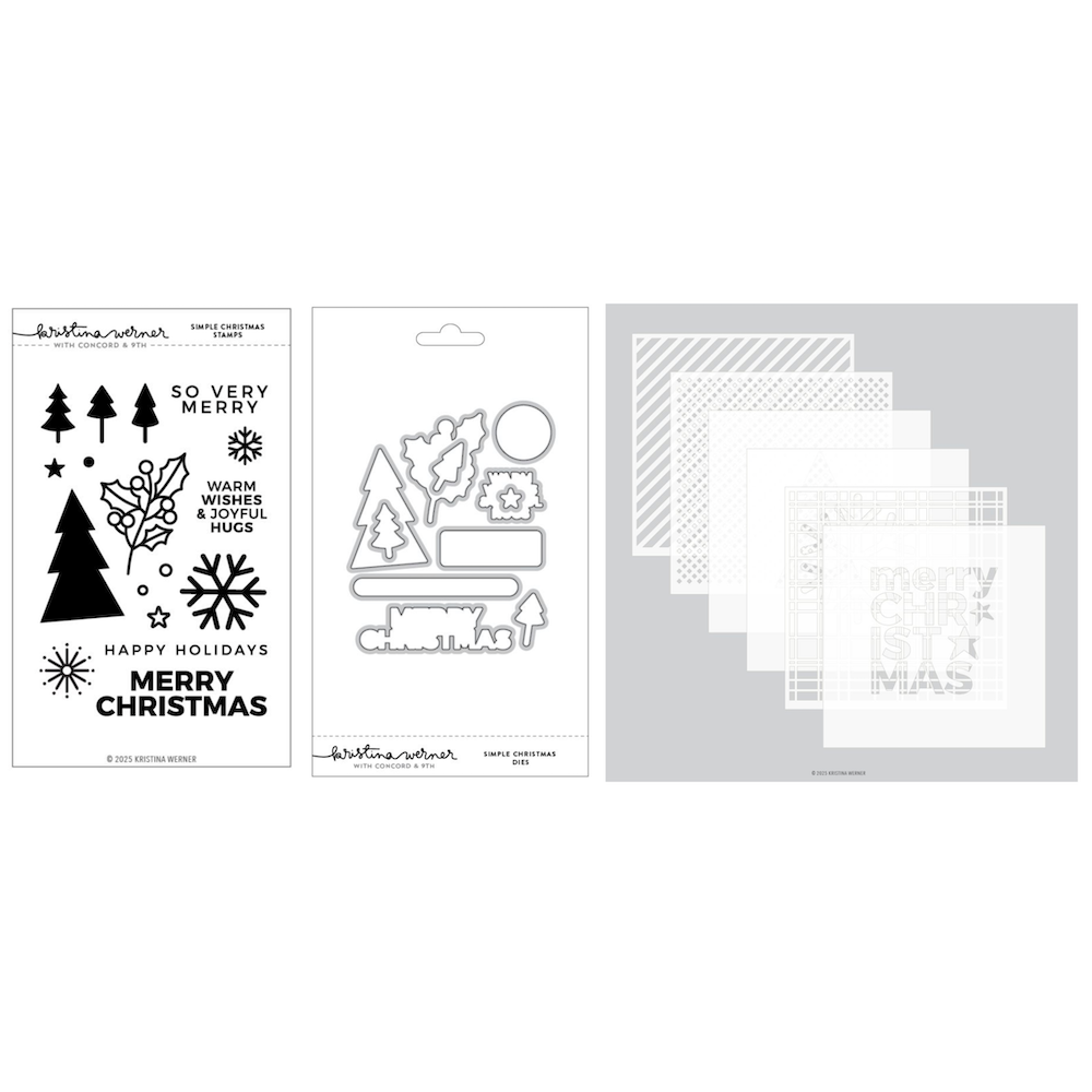 Concord & 9th Kristina Werner Simple Christmas Stamp Die and Stencil Bundle