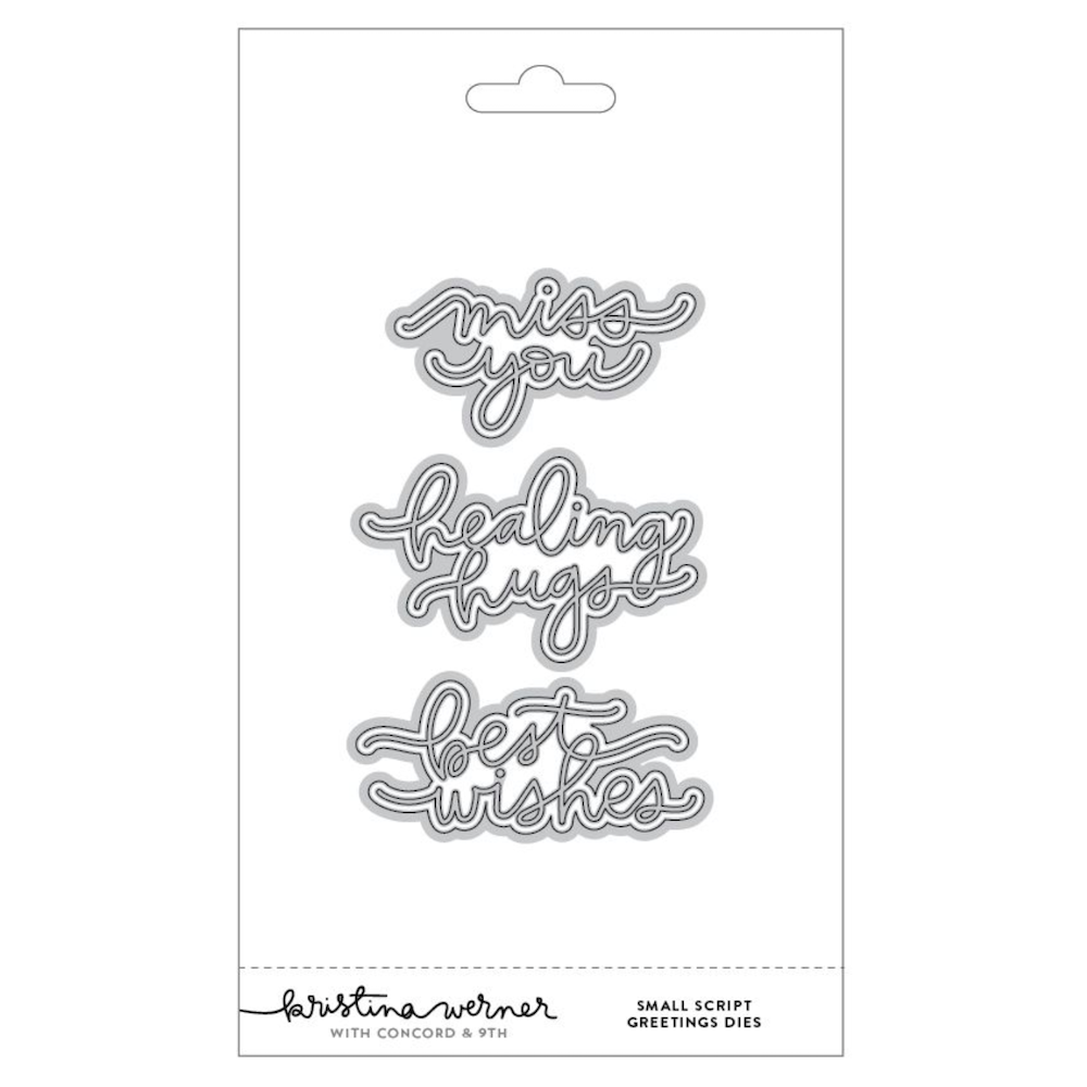 Concord & 9th Kristina Werner Small Script Greetings Die Set kw1299