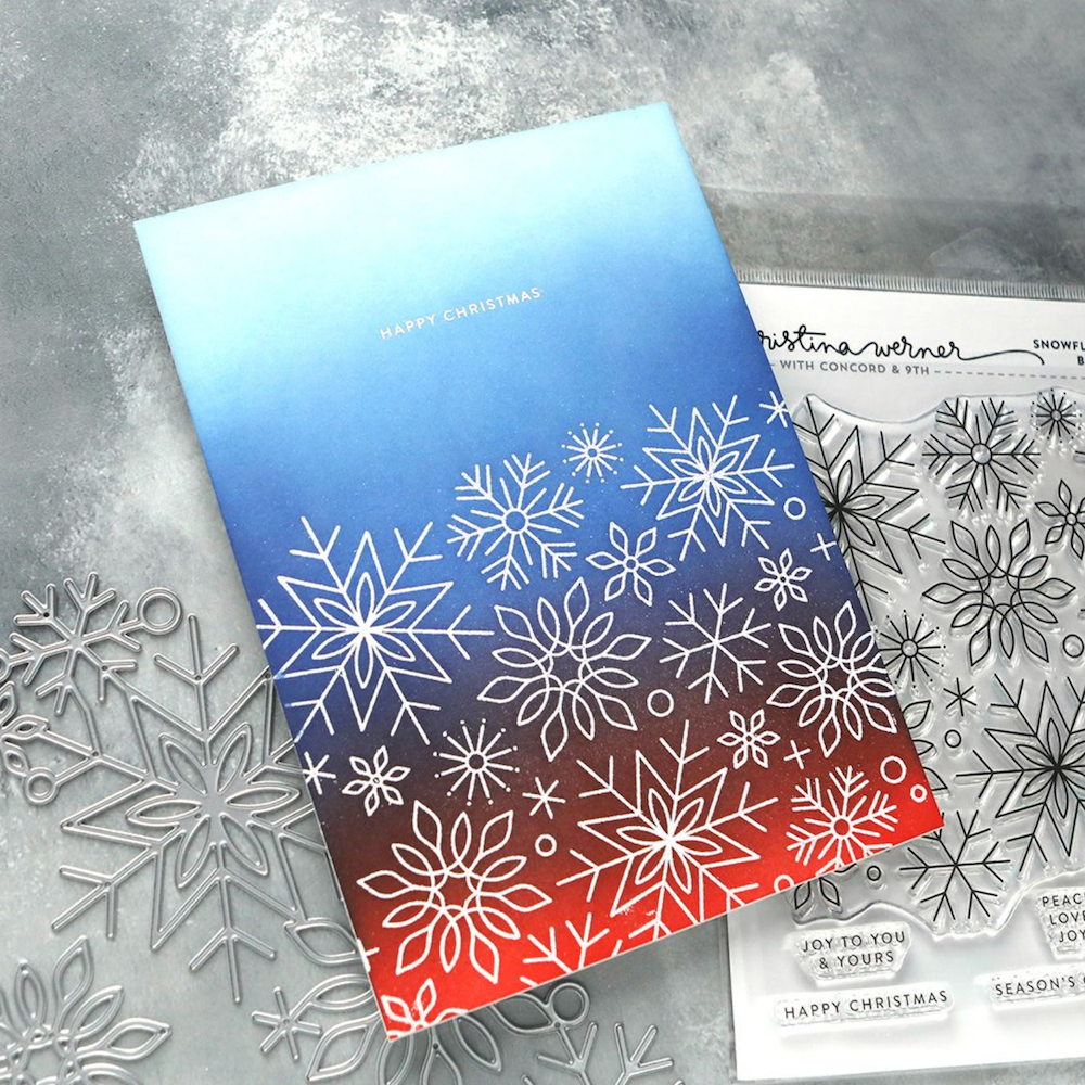 Concord & 9th Kristina Werner Snowflake Season Easy Repeat Background Stamp Set kw1193 flake