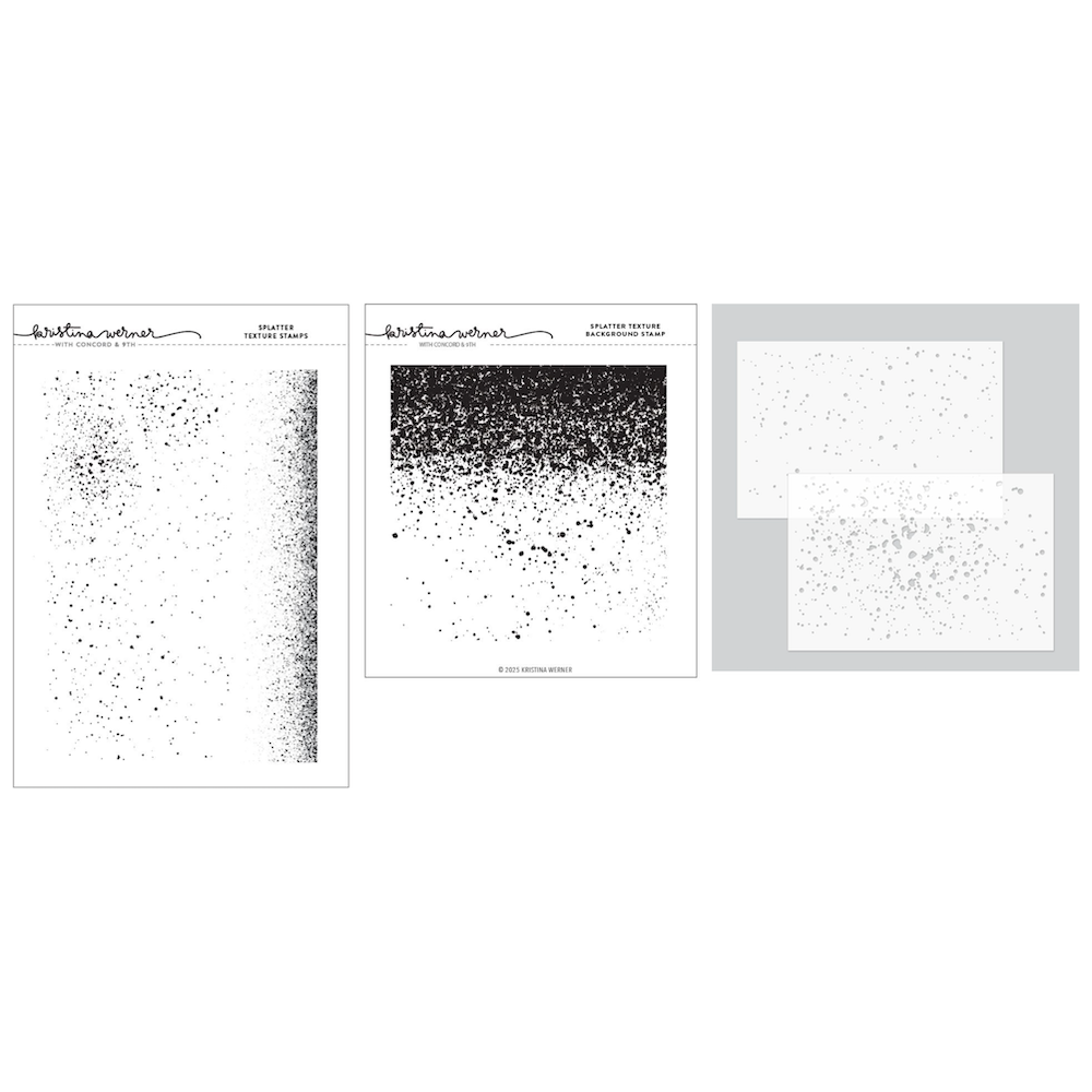Concord & 9th Kristina Werner Splatter Texture Stamp Stencil and Background Bundle