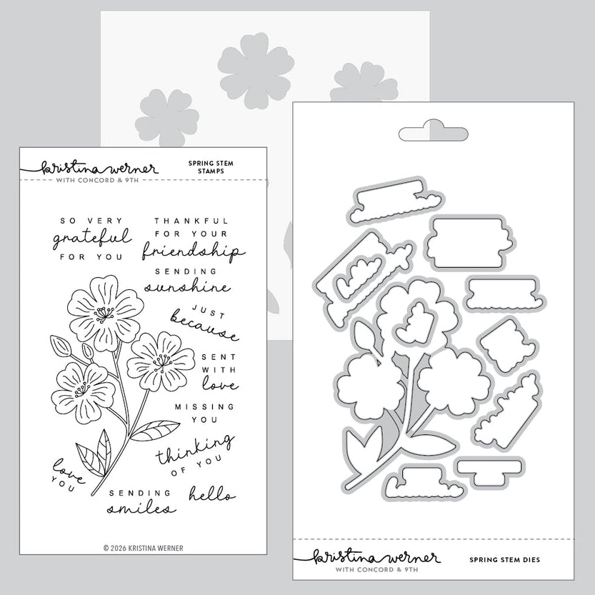 Concord & 9th Kristina Werner Spring Stem Stamps Dies and Stencils Bundle