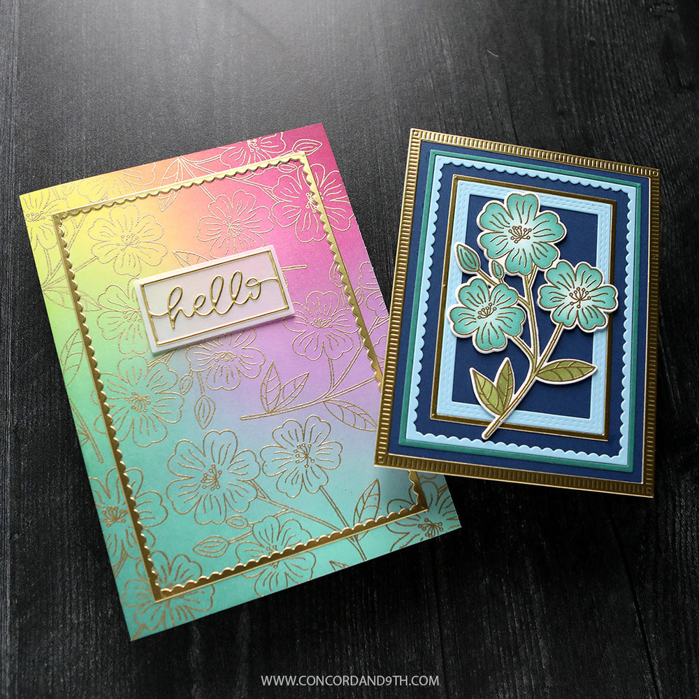 Concord & 9th Kristina Werner Spring Stem Stamps Dies and Stencils Bundle Hello Floral Card