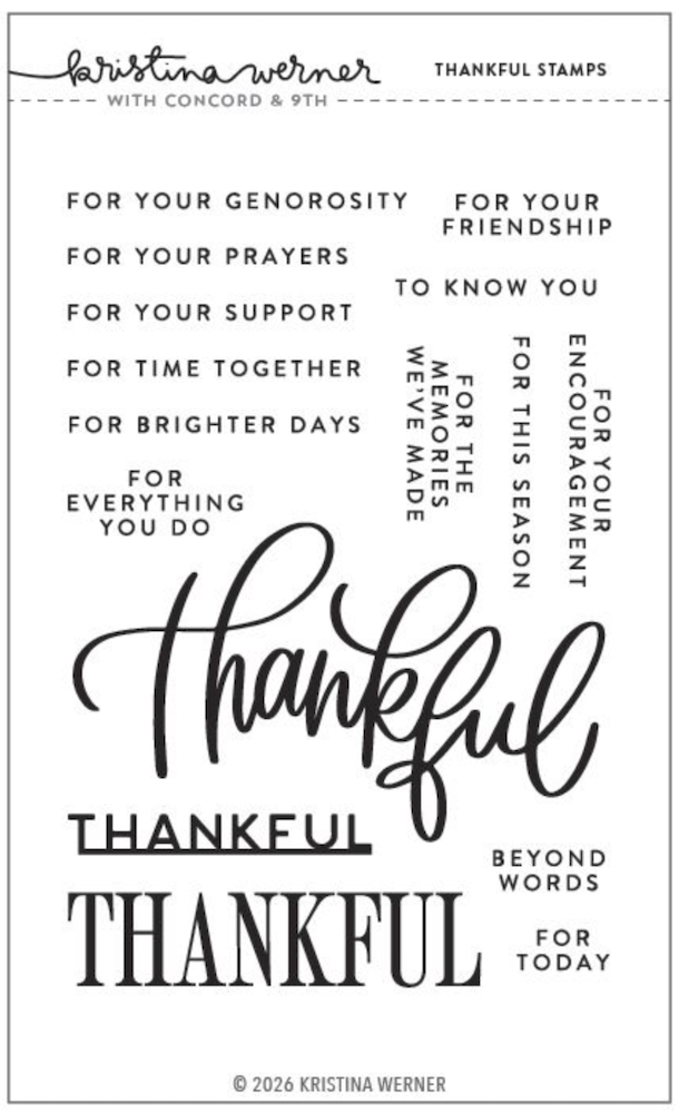 Concord & 9th Kristina Werner Thankful Clear Stamp Set kw1339