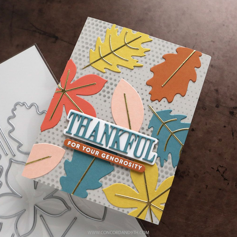 Concord & 9th Kristina Werner Thankful Clear Stamp Set kw1339 fall leaves 