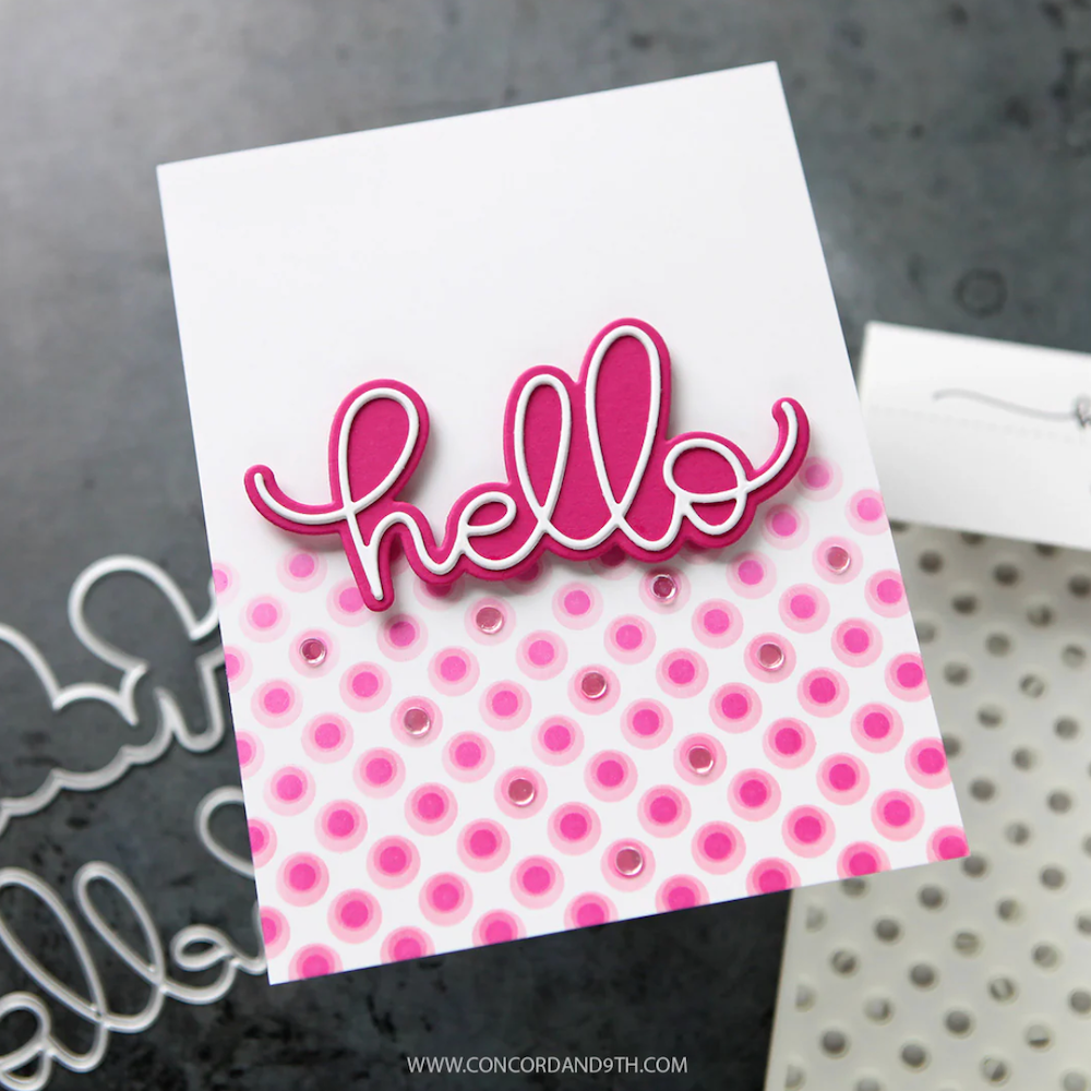 Concord & 9th Kristina Werner Thick and Thin Hello Die Set kw1218 pink