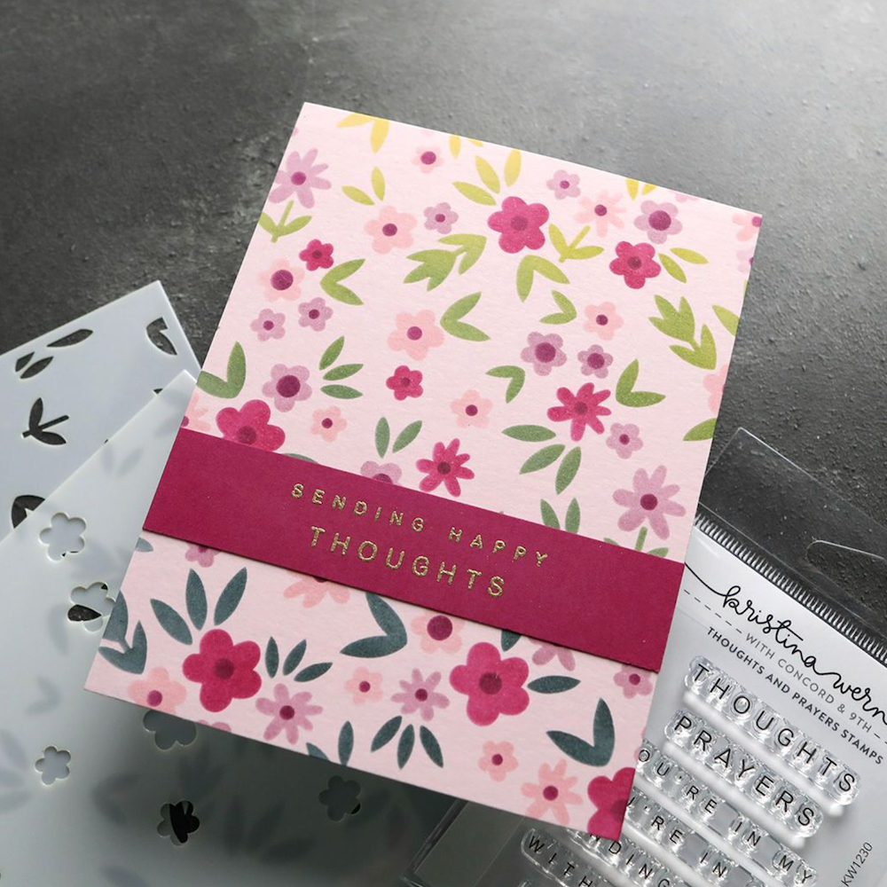 Concord & 9th Kristina Werner Thoughts and Prayers Clear Stamp Set kw1230 floral