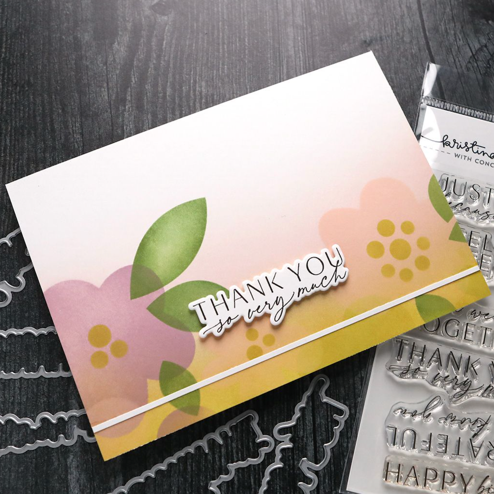 Concord & 9th Kristina Werner Written Words Clear Stamp Set kw1085 thank