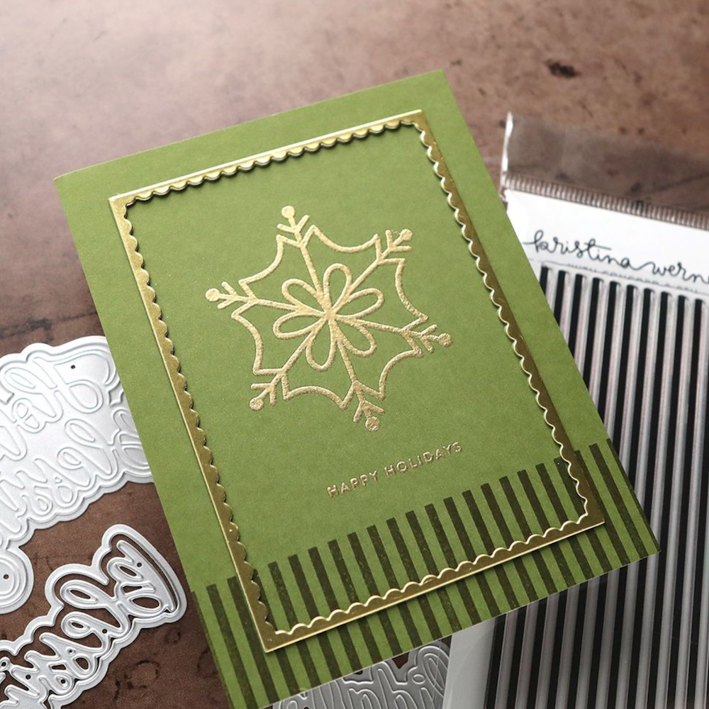 Concord & 9th Kristina Werner XL Basic Stripes Background Stamp kw1354 happy holidays