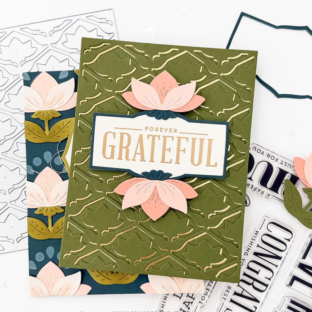 Concord & 9th Layered Lotus Clear Stamp Set 13001 grateful forever