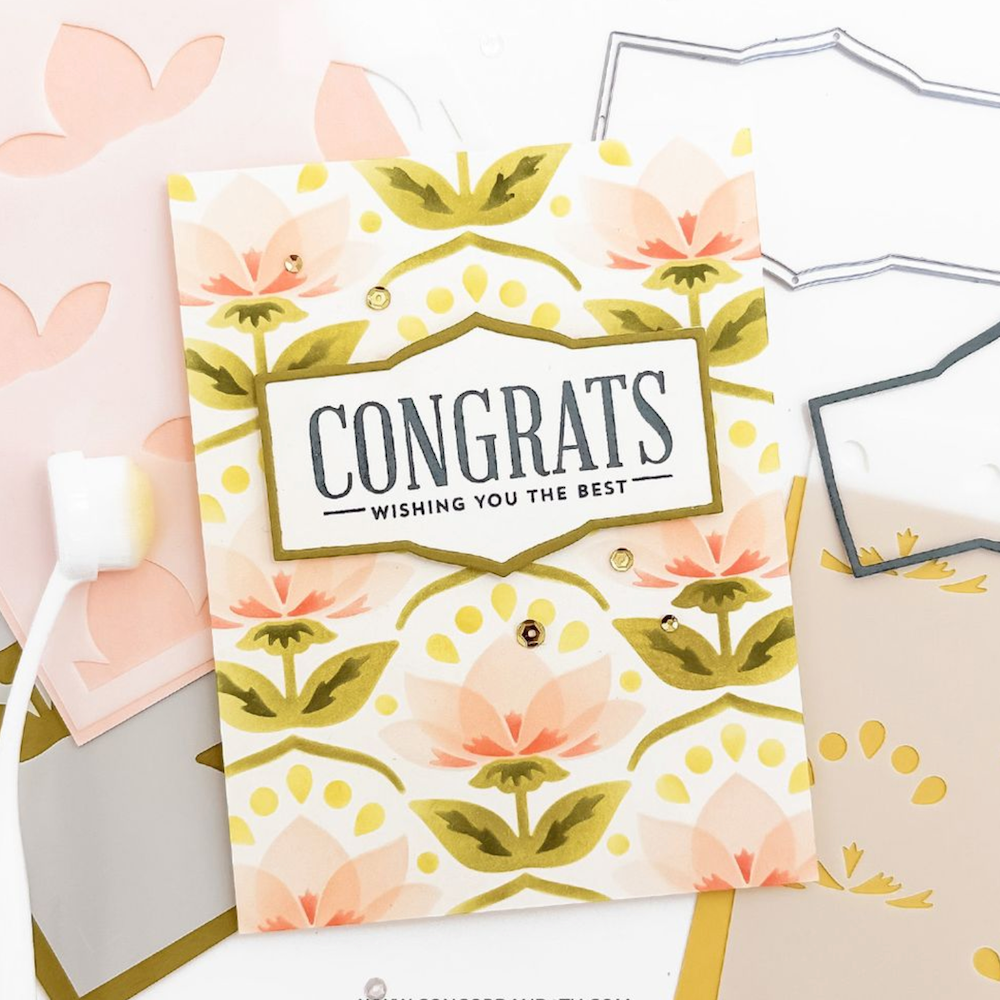 Concord & 9th Layered Lotus Stencil Set 13003 congrats