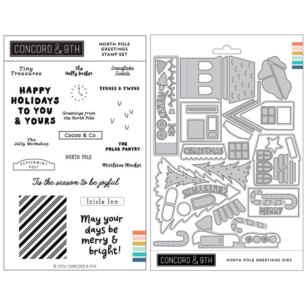 Concord & 9th North Pole Greetings Stamps and Dies Bundle