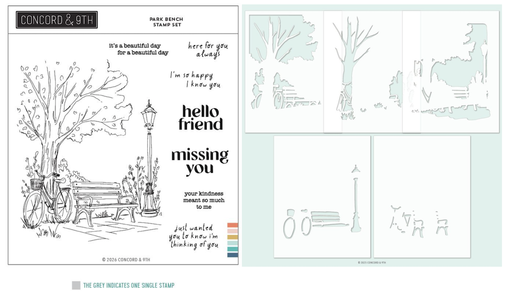 Concord & 9th Park Bench Stamps and Dies Bundle