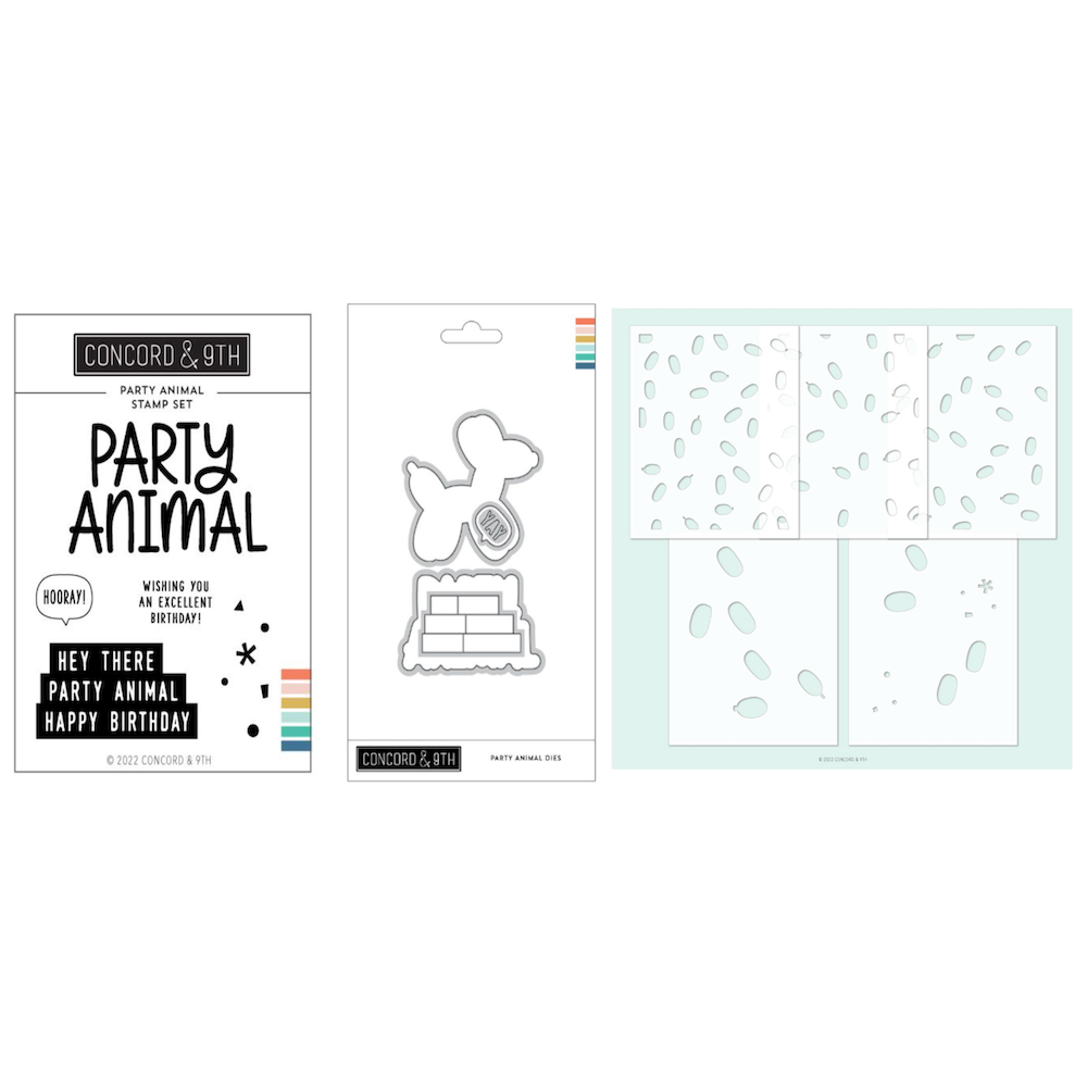 Concord & 9th Party Animal Stamp Stencil and Die Bundle