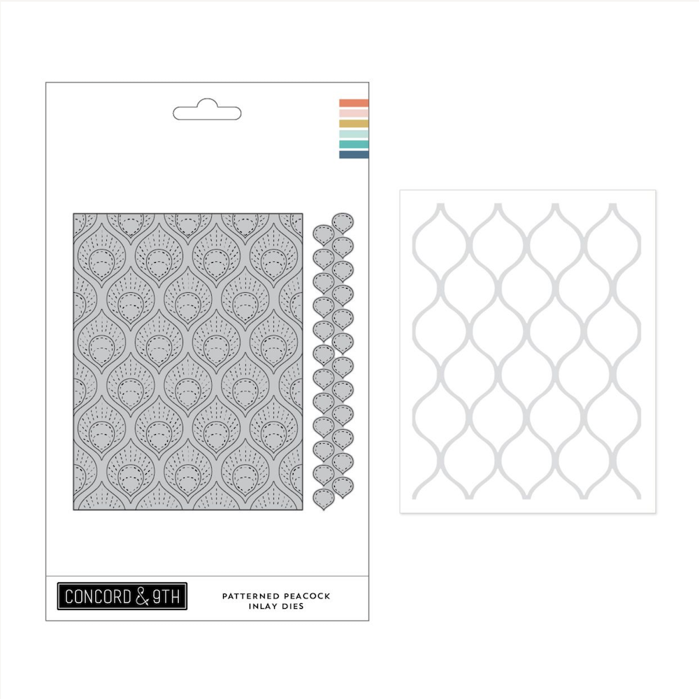 Concord & 9th Patterned Peacock Inlay Die and Embossing Folder Bundle
