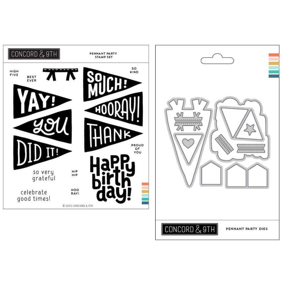 Concord & 9th Pennant Party Stamp and Die Bundle