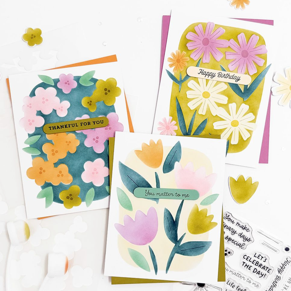 Concord & 9th Petal Portraits Clear Stamp Set 13006 flower card samples