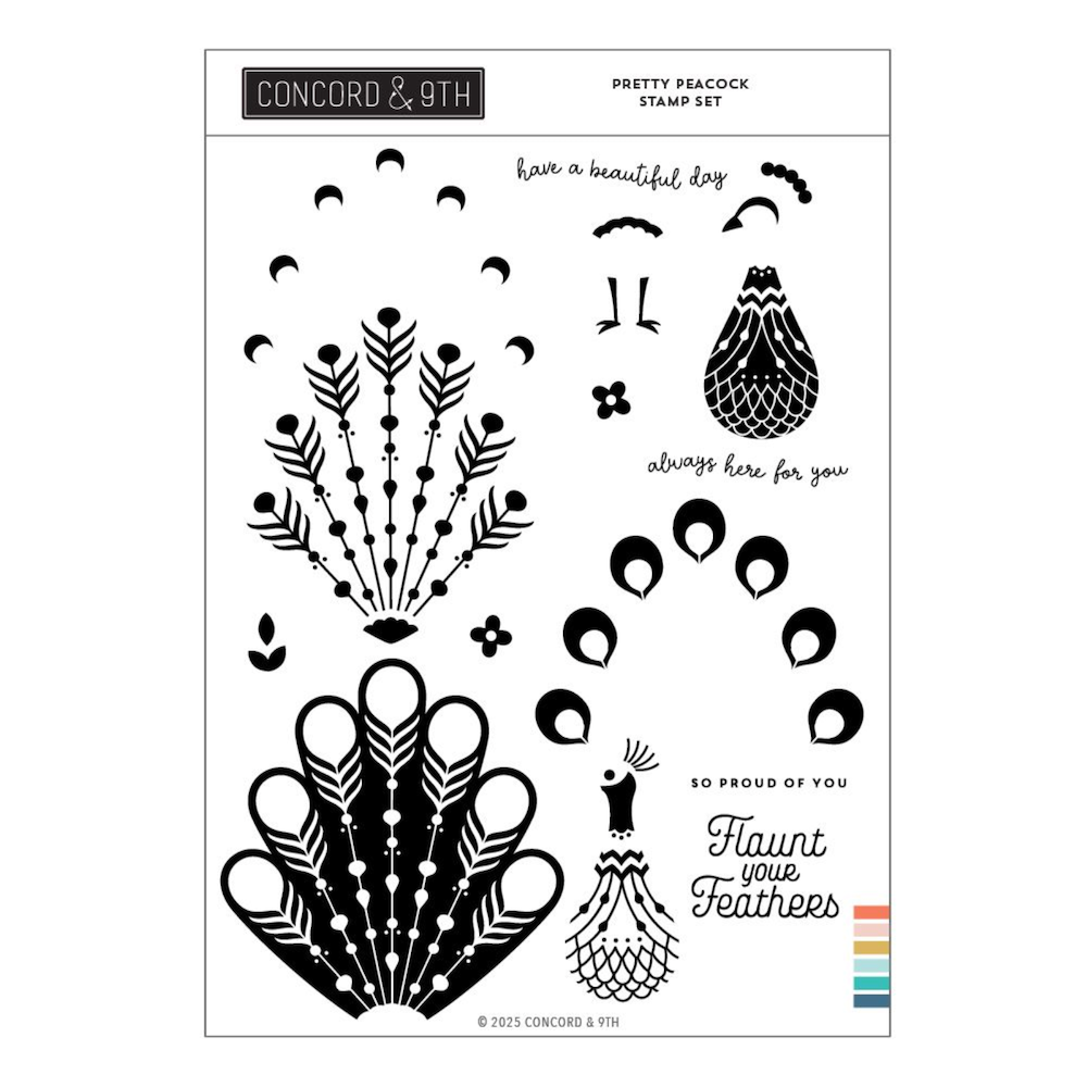 Concord & 9th Pretty Peacock Clear Stamp Set 12631